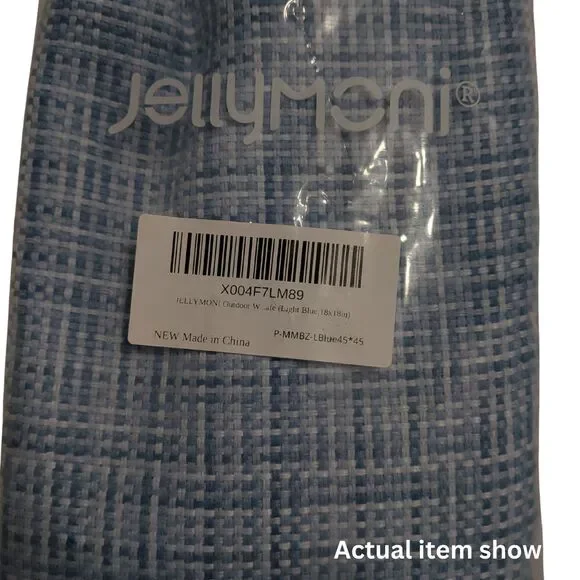 🌊 JELLYMONI Outdoor Waterproof Pillow Covers 2pk Light Blue Farmhouse 18x18 - Picture 4 of 8